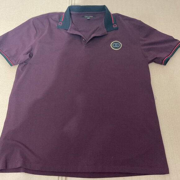 Mens Burgundy Polo Shirt With Embroidered Emblem XXL Pavini Cotton Blend Short S - Picture 1 of 8